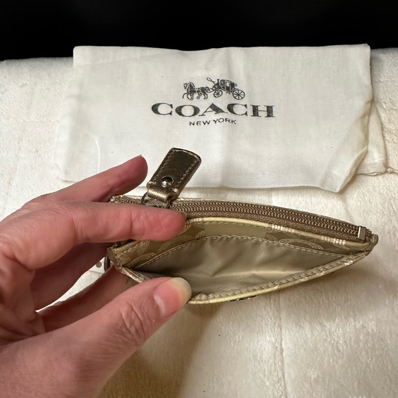New Coach Authentic Logo Khaki Card/Coin MiniSkinny Carrier w/Attached Key Chain - Picture 5 of 8